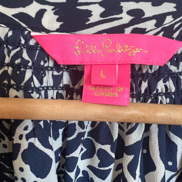 Lilly Pulitzer Navy and White Blouse-Elsa Silk - Picture 6 of 7